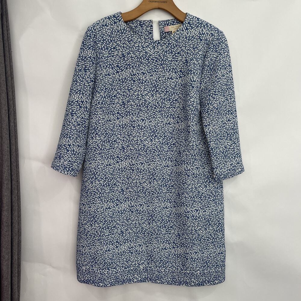 Ted Baker Navy and White Printed Shift Dress